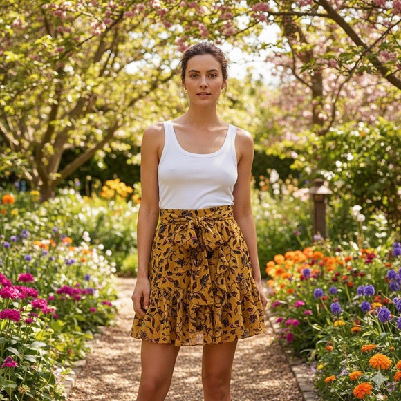 Ulla Johnson Dresses & Skirts - Ulla Johnson Zea Ruffle Belted Mini Silk Blend Fully Lined Floral Skirt SZ 2